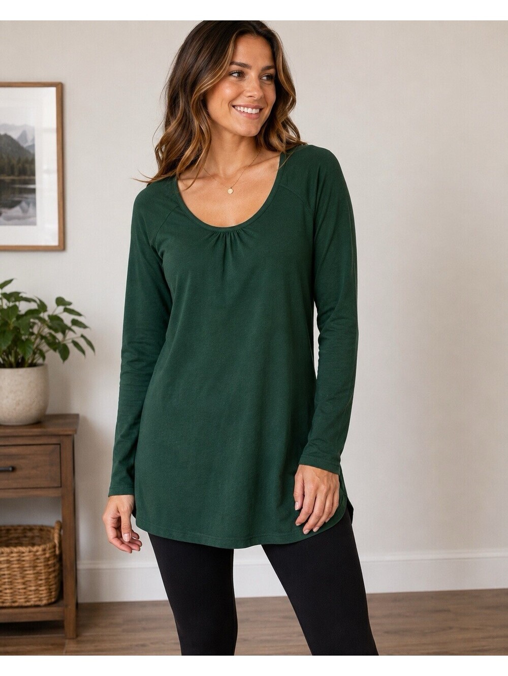 Columbia Sportswear Women Small Emerald Green Tunic Top Long Sleeve Stretch